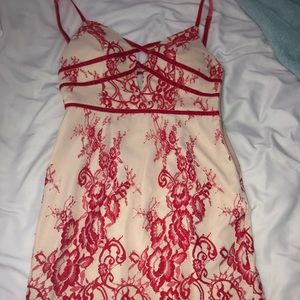 red lace homecoming dress